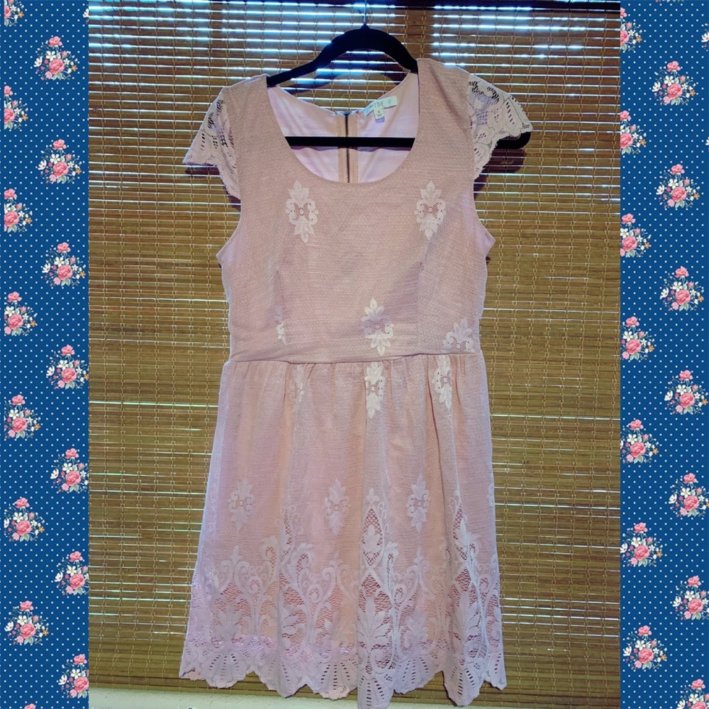 Blush pink lace dress